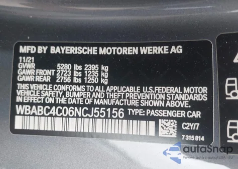 2022 BMW M850I xDrive из США, поврежденный, VIN WBABC4C06NCJ55156